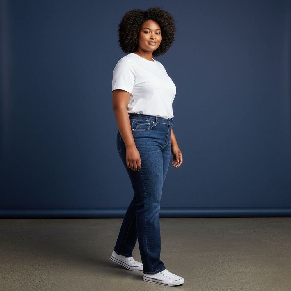 BloomChic Dark Blue Straight Leg Jeans